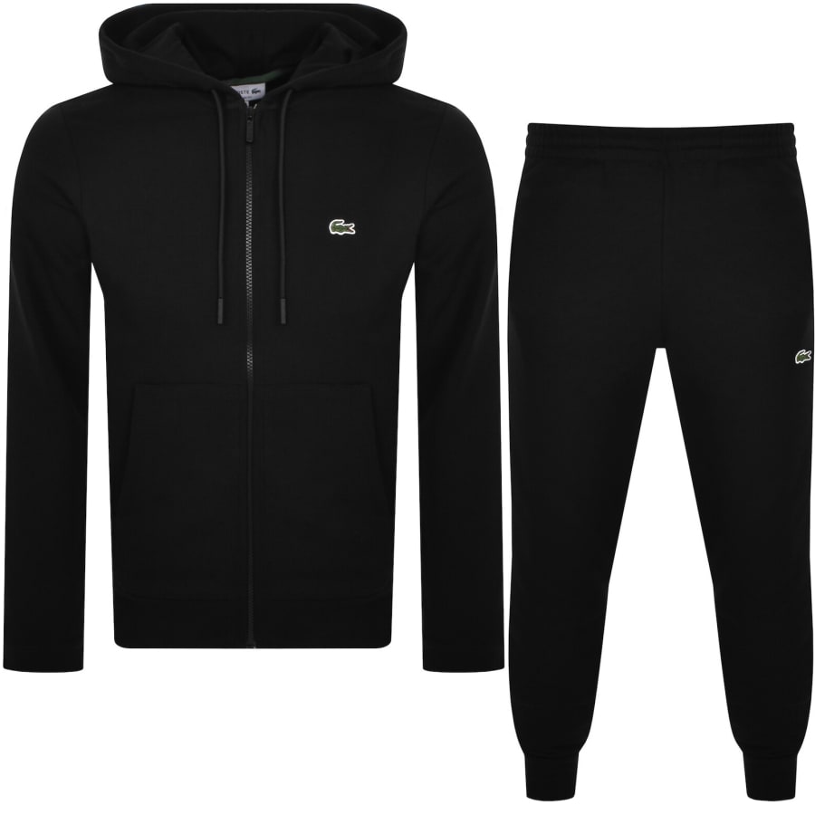 Image number 1 for Lacoste Full Zip Hooded Tracksuit Black