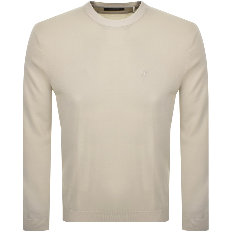 Image number 1 for Replay Crew Neck Knit Jumper Beige
