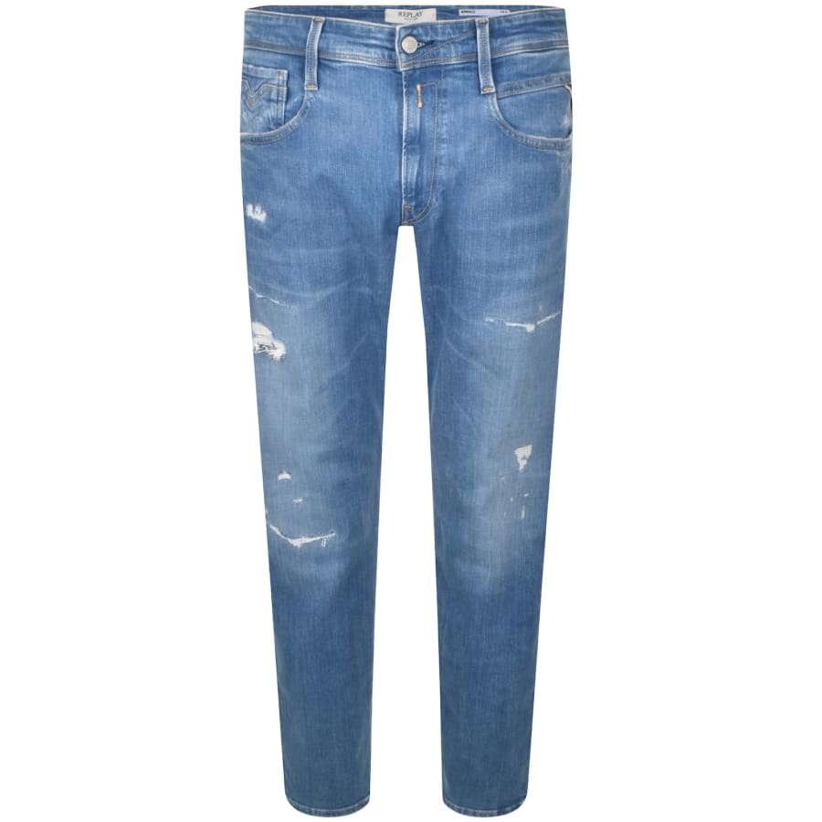 Image number 2 for Replay 573 Anbass Slim Fit Light Wash Jeans
