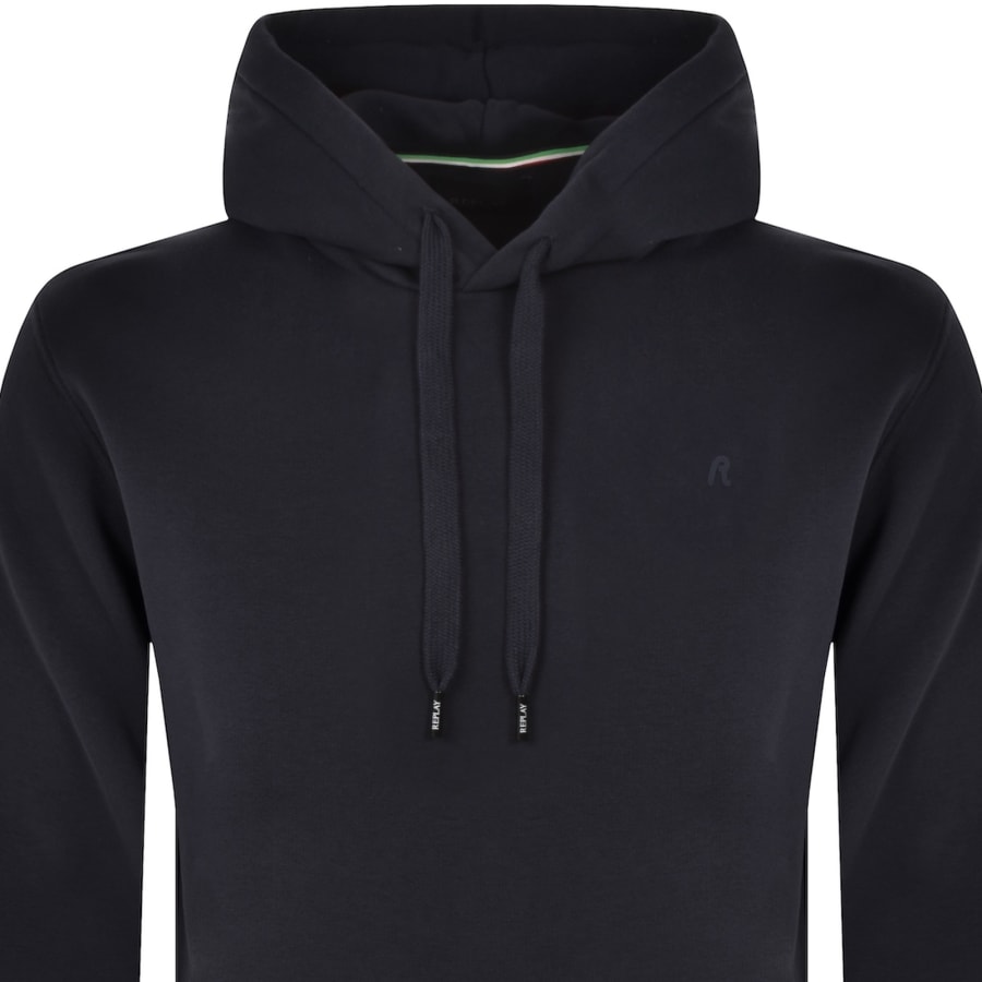 Image number 2 for Replay Fleece Hoodie Night Blue