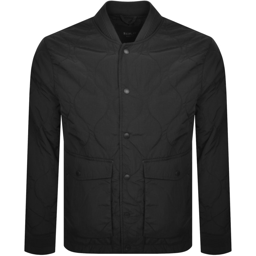 Image number 2 for Replay Quilted Jacket Black