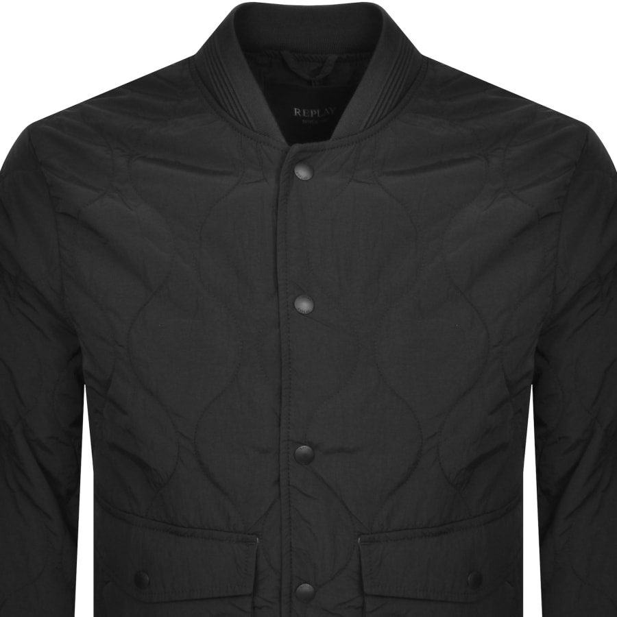 Image number 3 for Replay Quilted Jacket Black