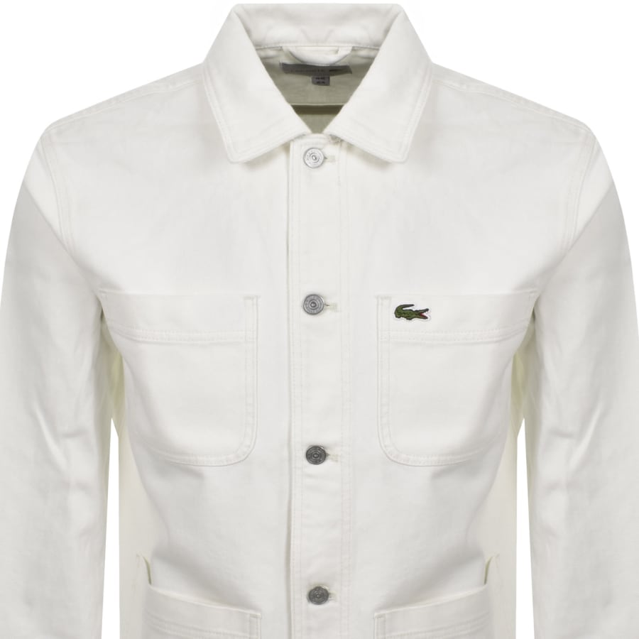 Image number 2 for Lacoste Long Sleeved Woven Shirt Cream