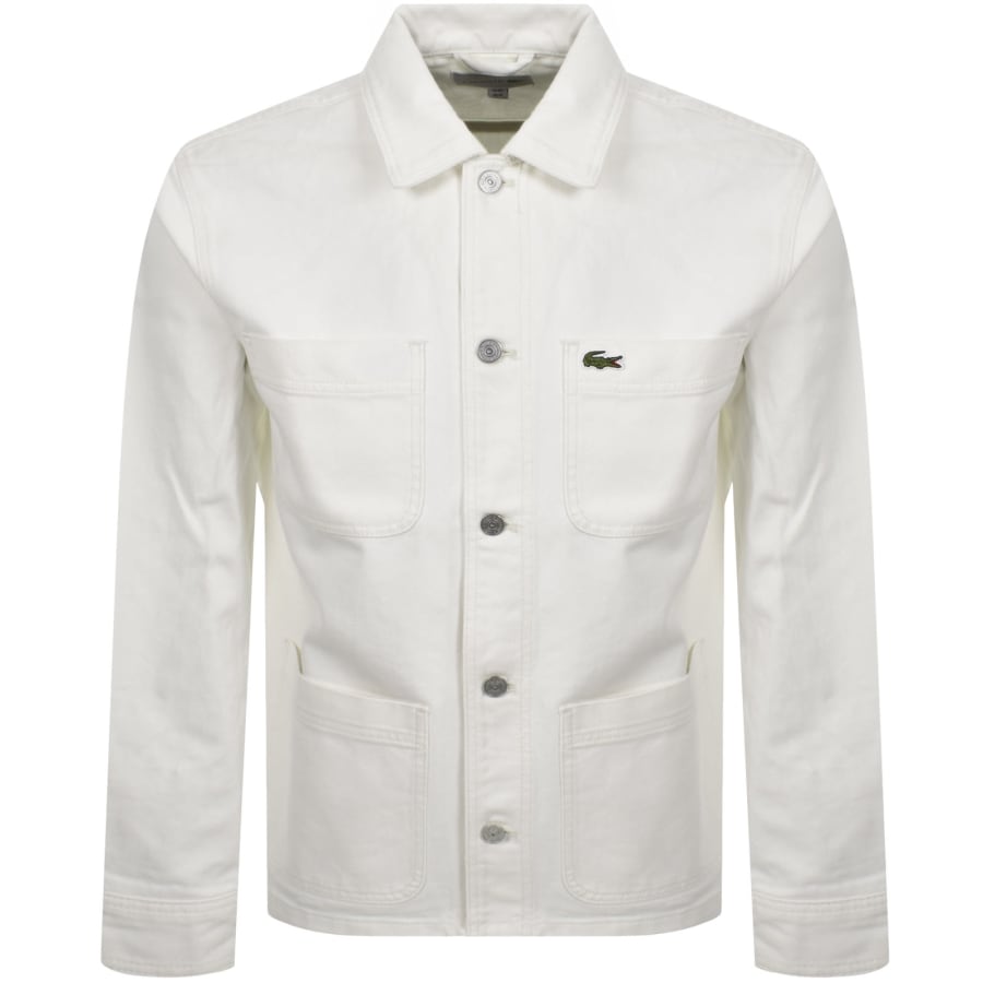 Image number 1 for Lacoste Long Sleeved Woven Shirt Cream