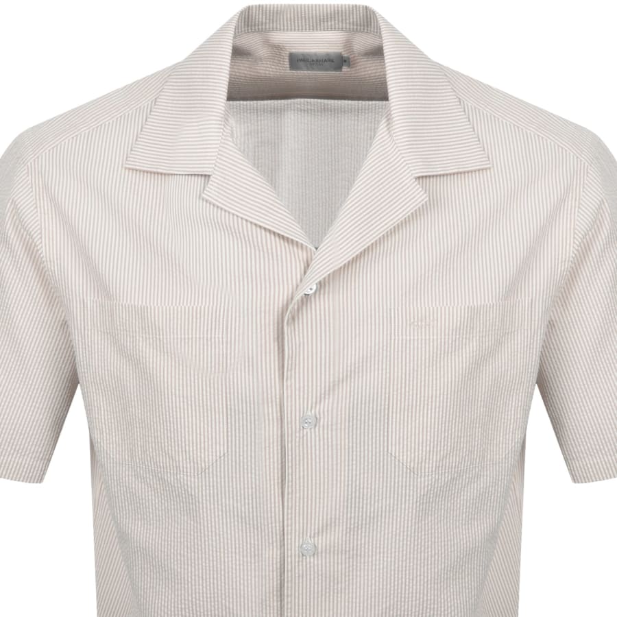 Image number 2 for Paul And Shark Riviera Seersucker Shirt Beige