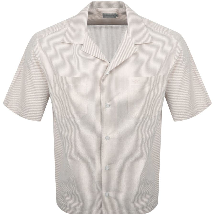 Image number 1 for Paul And Shark Riviera Seersucker Shirt Beige