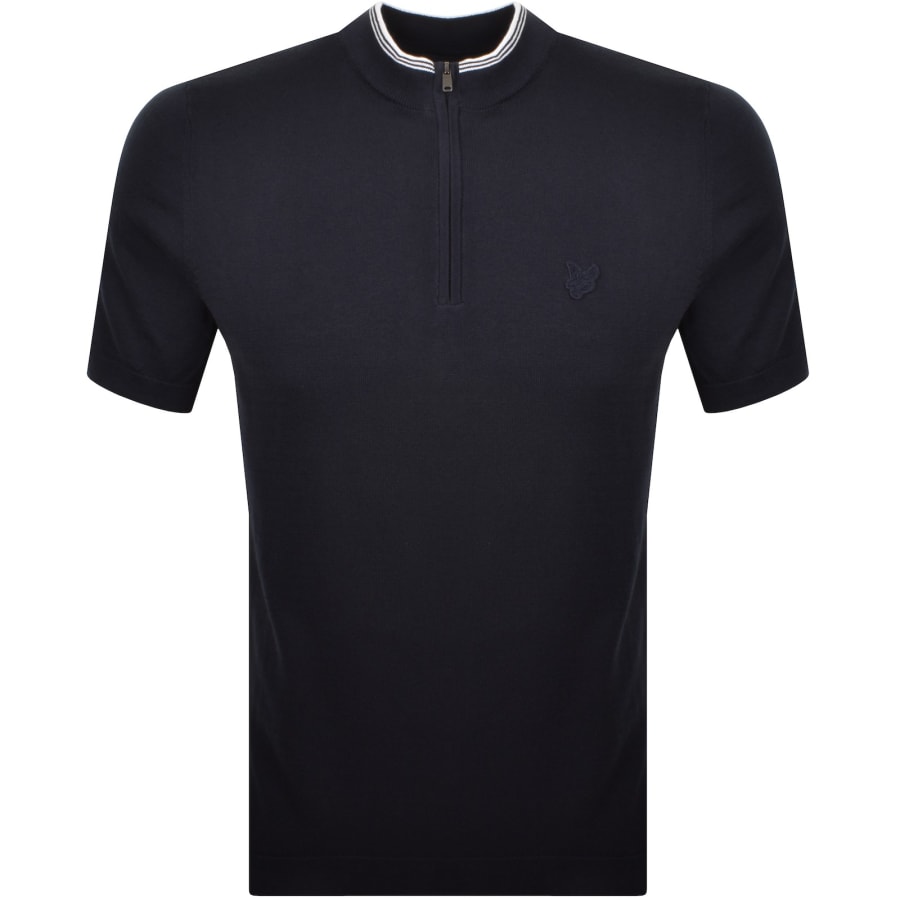 Image number 1 for Lyle And Scott Cotton Tipped Mock Neck Jumper Navy