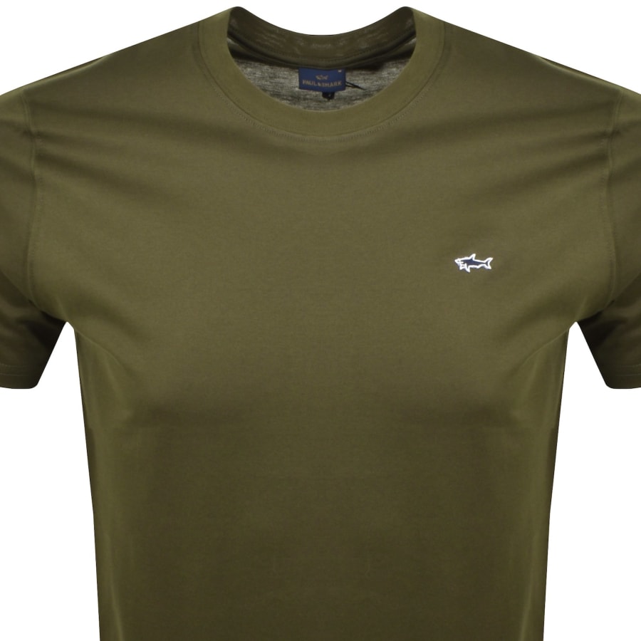 Image number 2 for Paul And Shark Logo T Shirt Olive Green