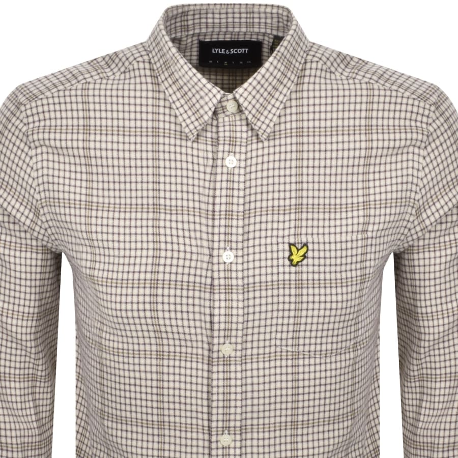 Image number 2 for Lyle And Scott Houndstooth Check Shirt Beige