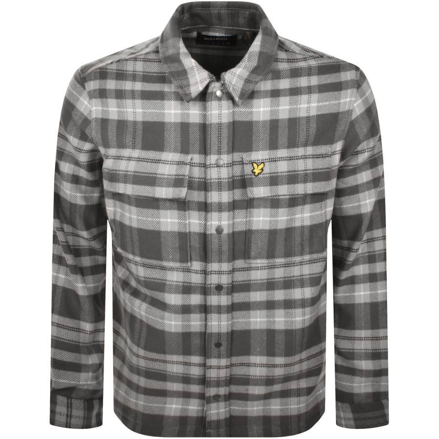 Image number 1 for Lyle And Scott Brushed Tartan Overshirt Grey