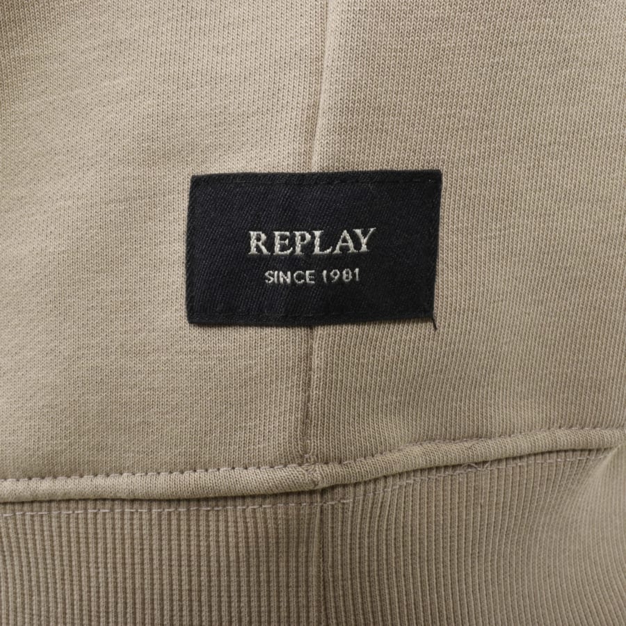 Image number 4 for Replay Fleece Hoodie Stone Beige