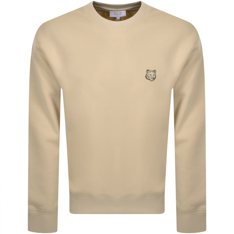 Image number 1 for Maison Kitsune Fox Head Patch Sweatshirt Beige