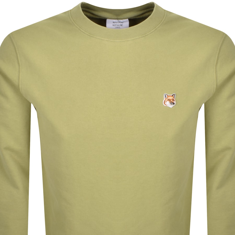 Image number 2 for Maison Kitsune Fox Head Patch Sweatshirt Green
