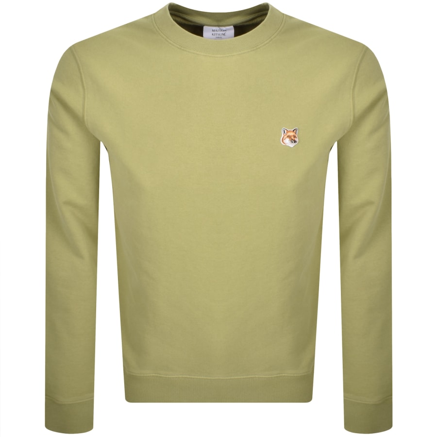 Image number 1 for Maison Kitsune Fox Head Patch Sweatshirt Green