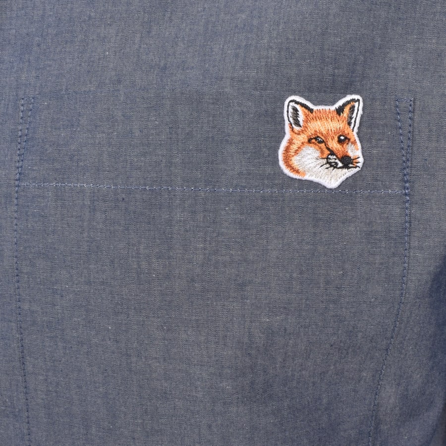 Image number 3 for Maison Kitsune Bold Fox Head Casual Shirt Blue