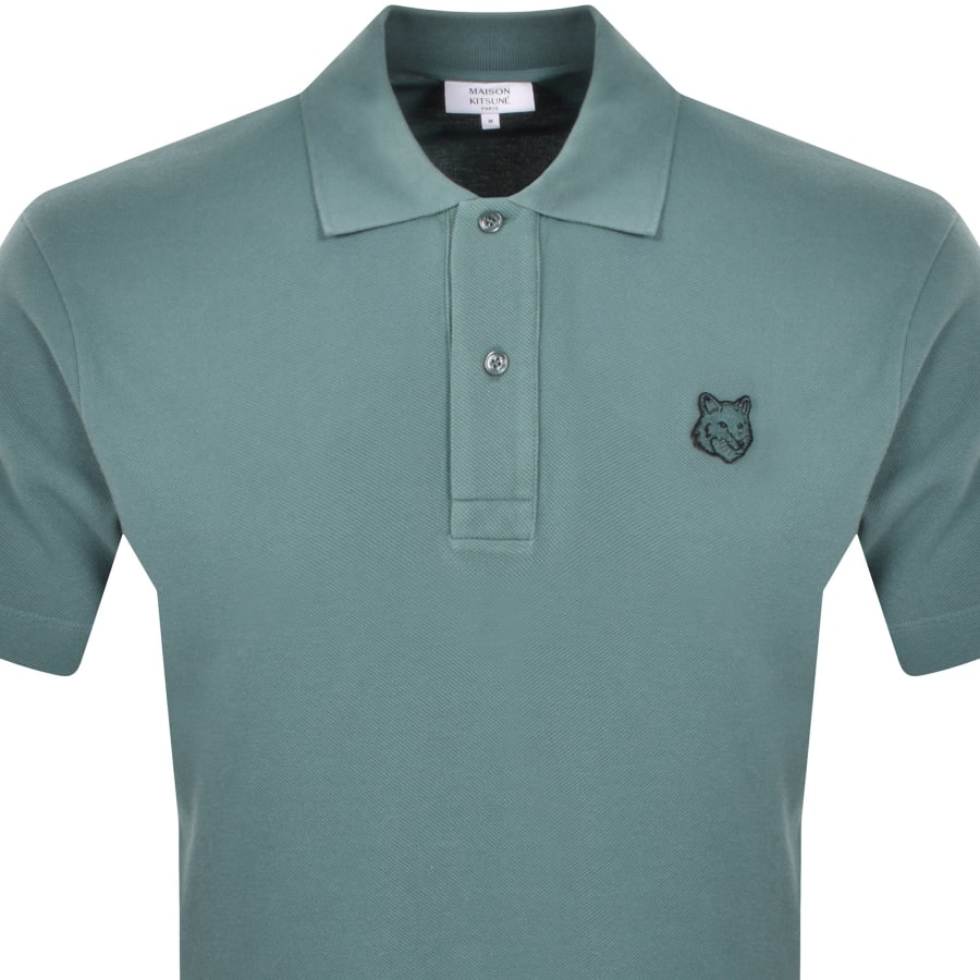 Image number 2 for Maison Kitsune Fox Head Polo T Shirt Blue