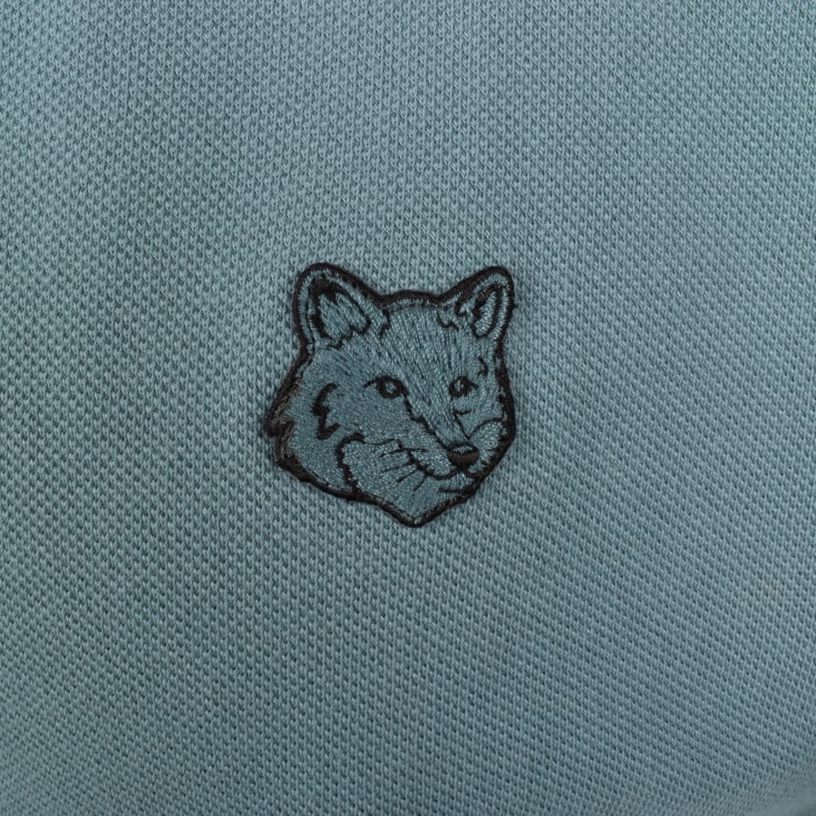 Image number 3 for Maison Kitsune Fox Head Polo T Shirt Blue