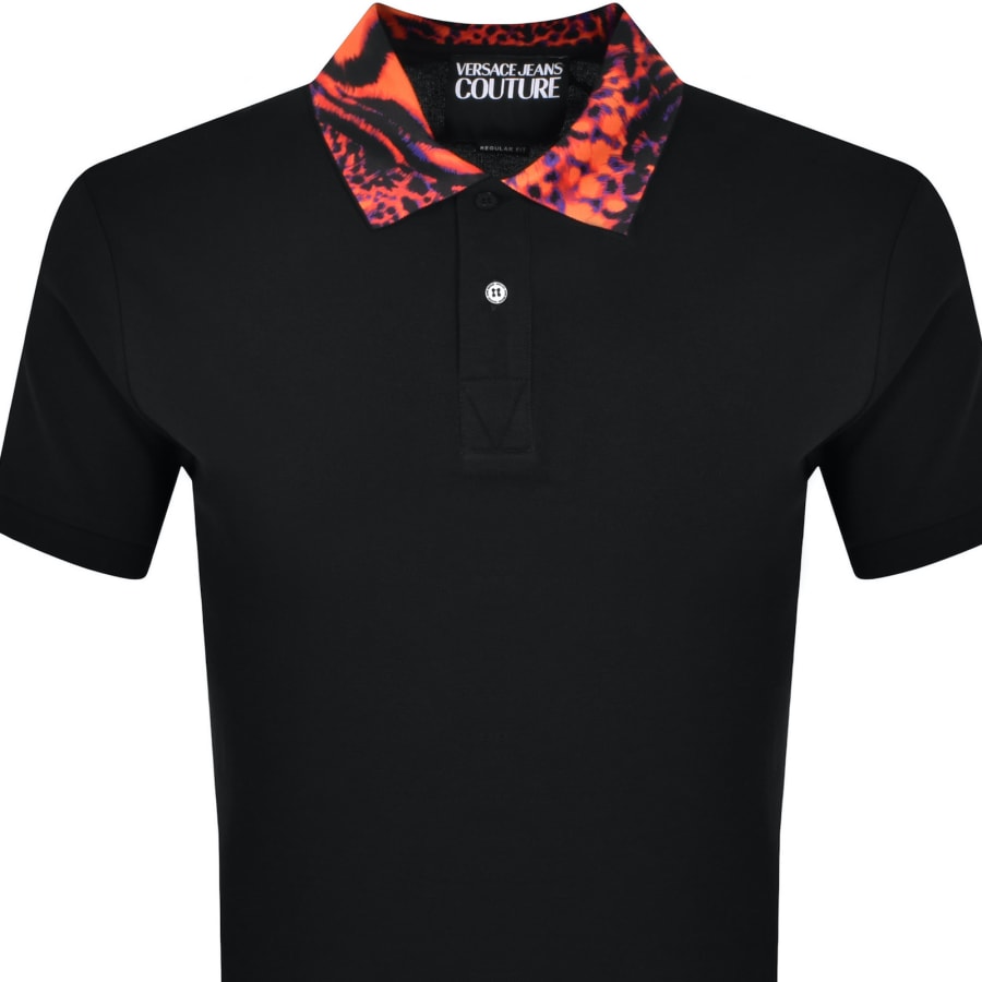 Image number 2 for Versace Jeans Couture Animal Collar Polo Black