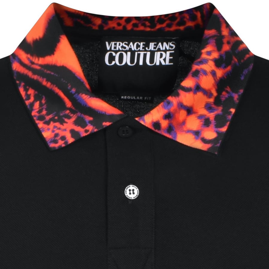 Image number 4 for Versace Jeans Couture Animal Collar Polo Black