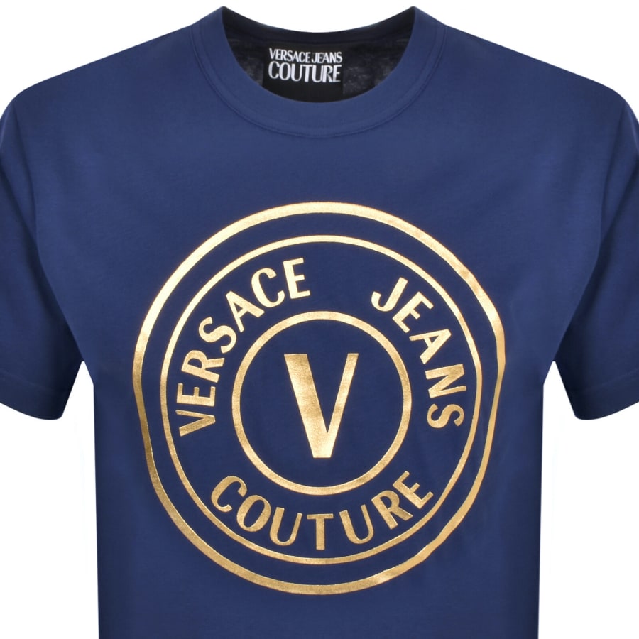 Image number 2 for Versace Jeans Couture Foil Logo T Shirt Blue