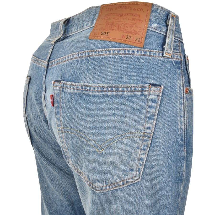 Image number 4 for Levis 501 Original Fit Light Wash Jeans Blue