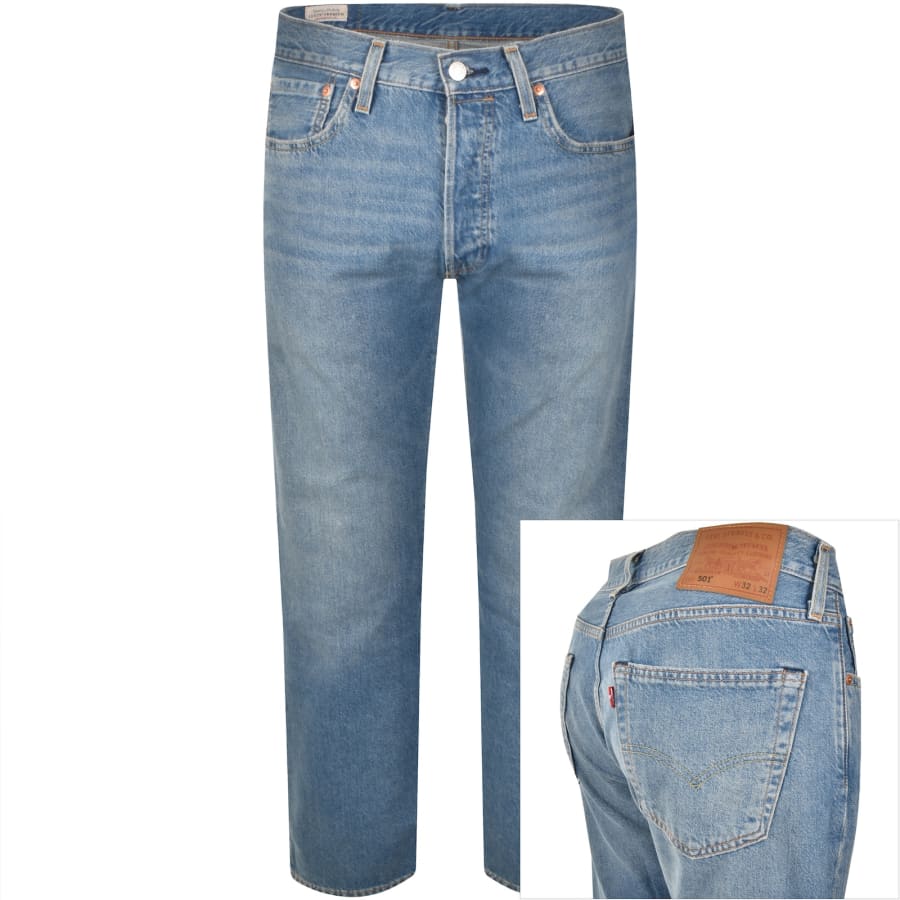 Image number 1 for Levis 501 Original Fit Light Wash Jeans Blue