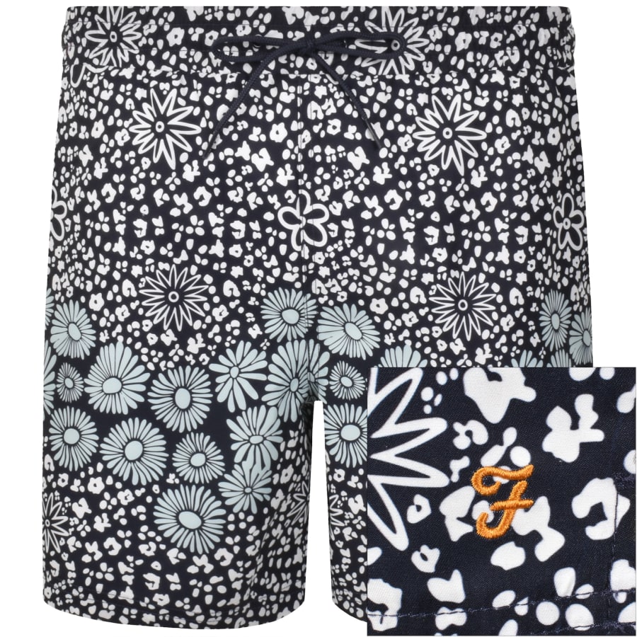 Image number 1 for Farah Colbert Flower Print Swim Shorts Navy