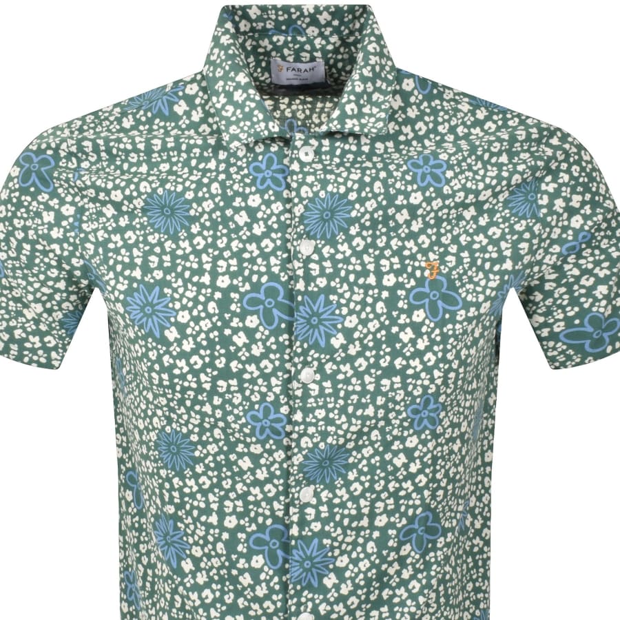 Image number 2 for Farah Landon Print Revere Shirt Green