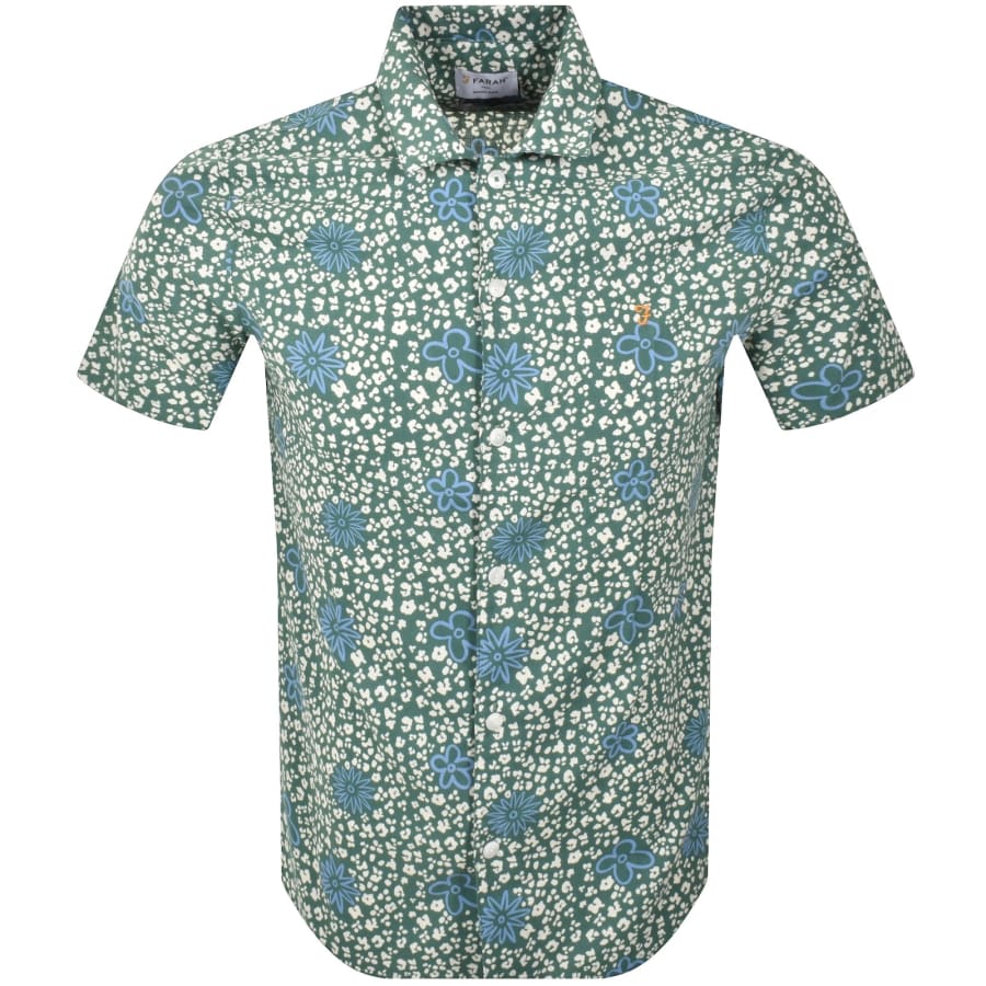Image number 1 for Farah Landon Print Revere Shirt Green
