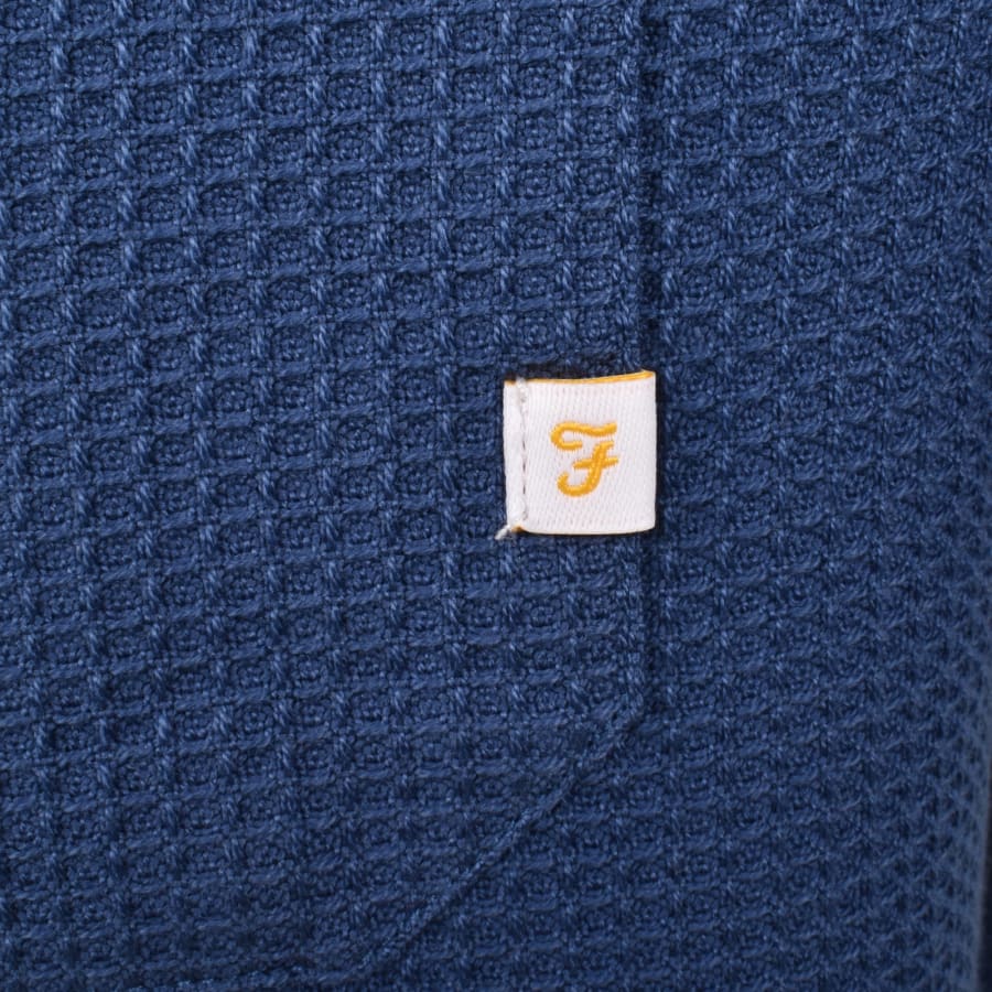 Image number 3 for Farah Judson Waffle Shirt Cold Metal Blue