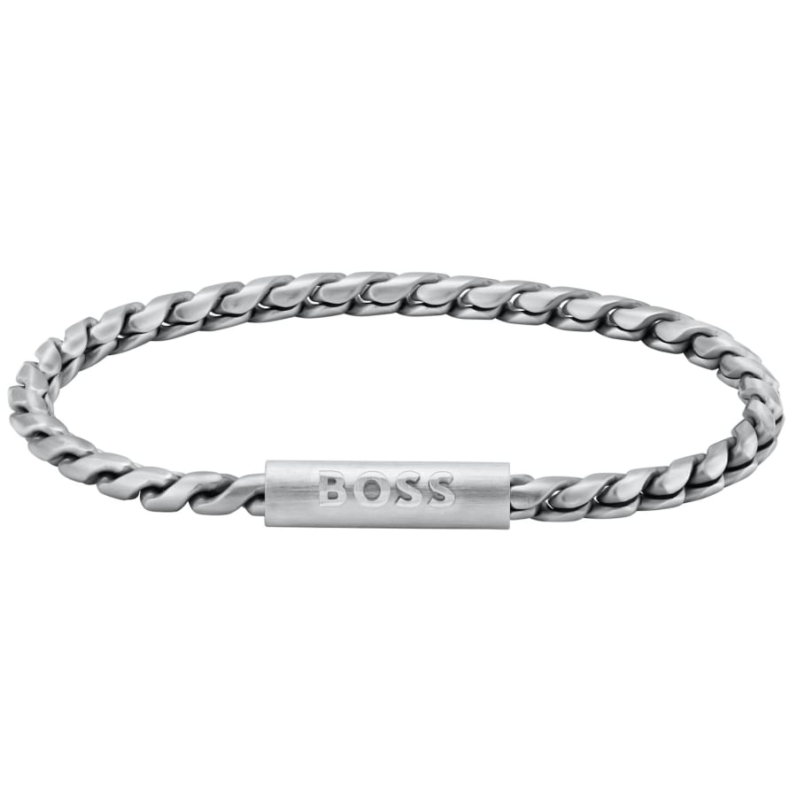 Image number 1 for BOSS Doran Braided Chain Bracelet Silver