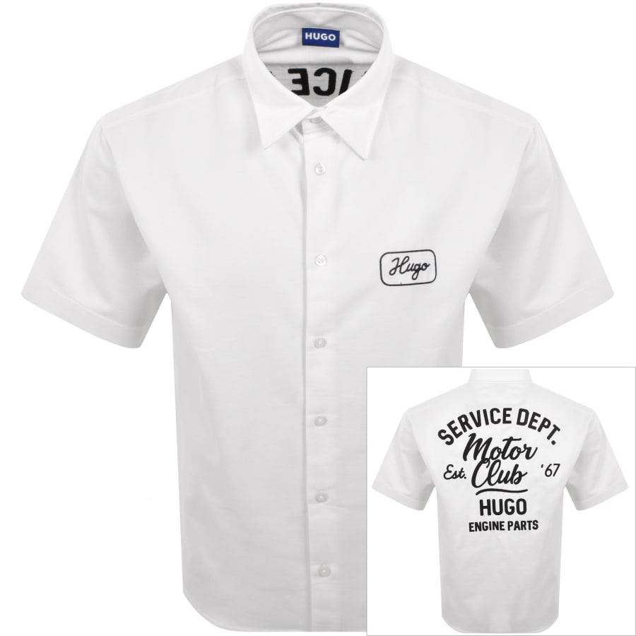 Image number 1 for HUGO Blue Ebronn Short Sleeve Shirt White