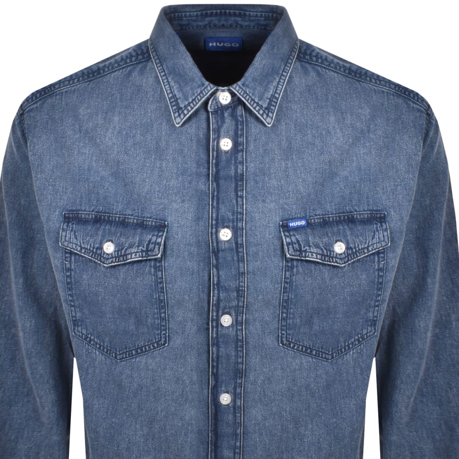 Image number 2 for HUGO Blue Ebino Long Sleeve Shirt Blue