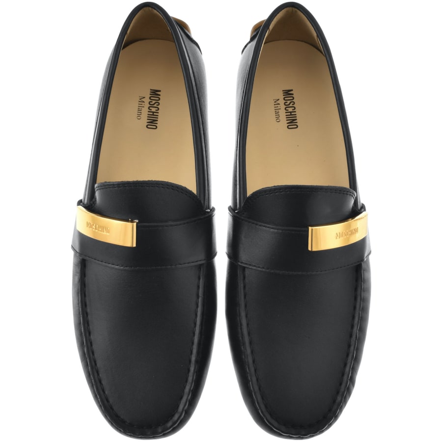 Image number 3 for Moschino Leather Driver Shoes Black