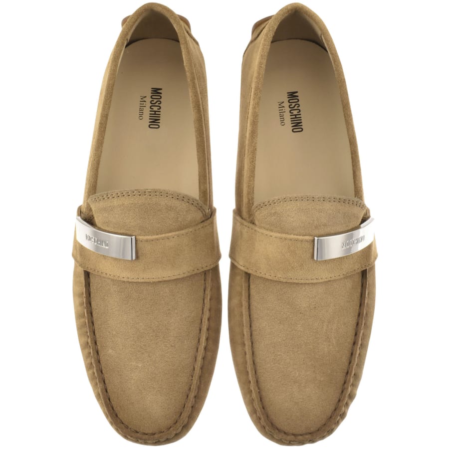 Image number 3 for Moschino Suede Driver Shoes Beige