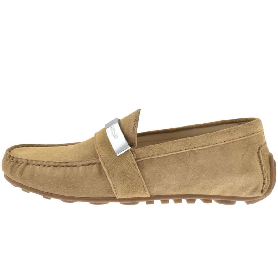 Image number 1 for Moschino Suede Driver Shoes Beige