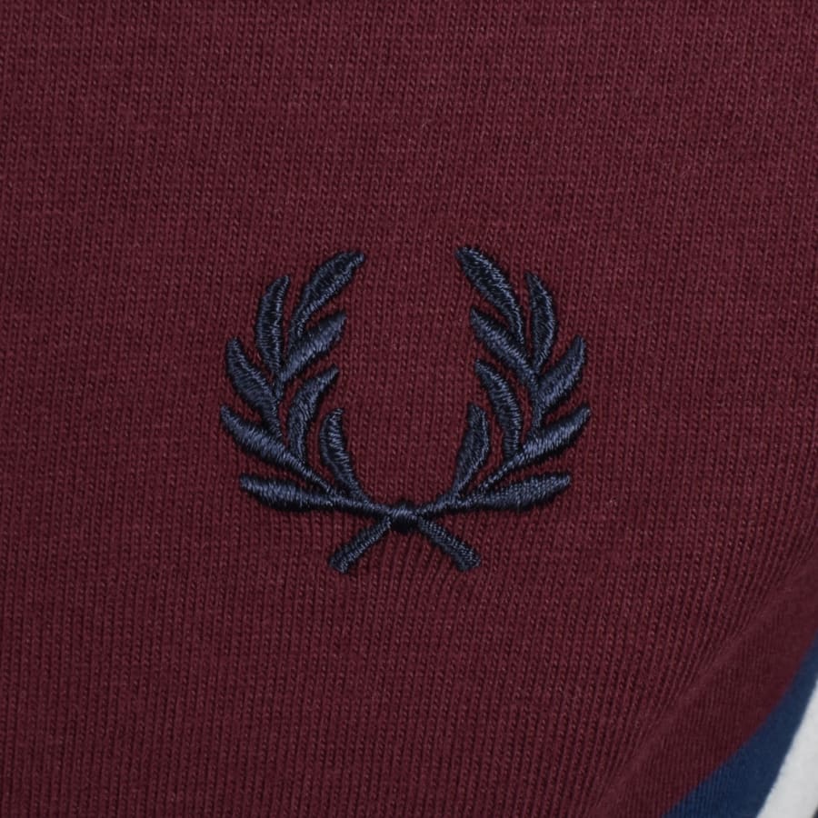 Image number 3 for Fred Perry Stripe Polo T Shirt Burgundy