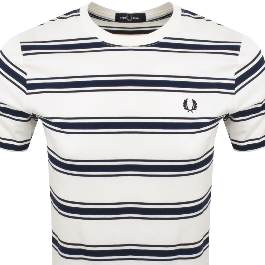 Image number 2 for Fred Perry Sport Fine Stripe T Shirt Cream