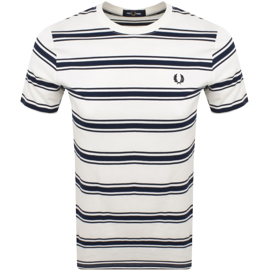 Image number 1 for Fred Perry Sport Fine Stripe T Shirt Cream