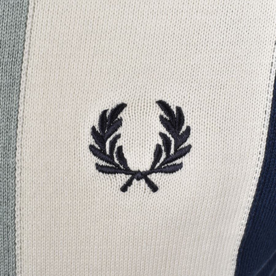 Image number 3 for Fred Perry Vertical Stripe Zip Neck Polo Blue