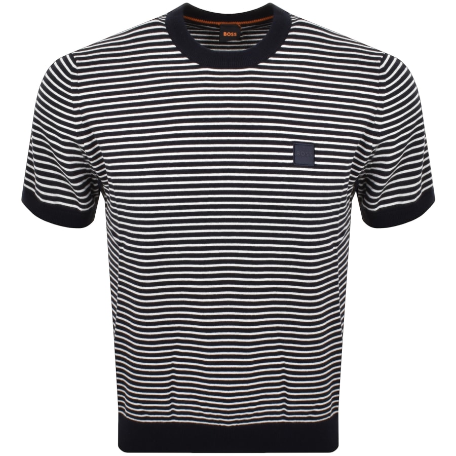 Image number 1 for BOSS Kanache Knit T Shirt Light Dark Blue