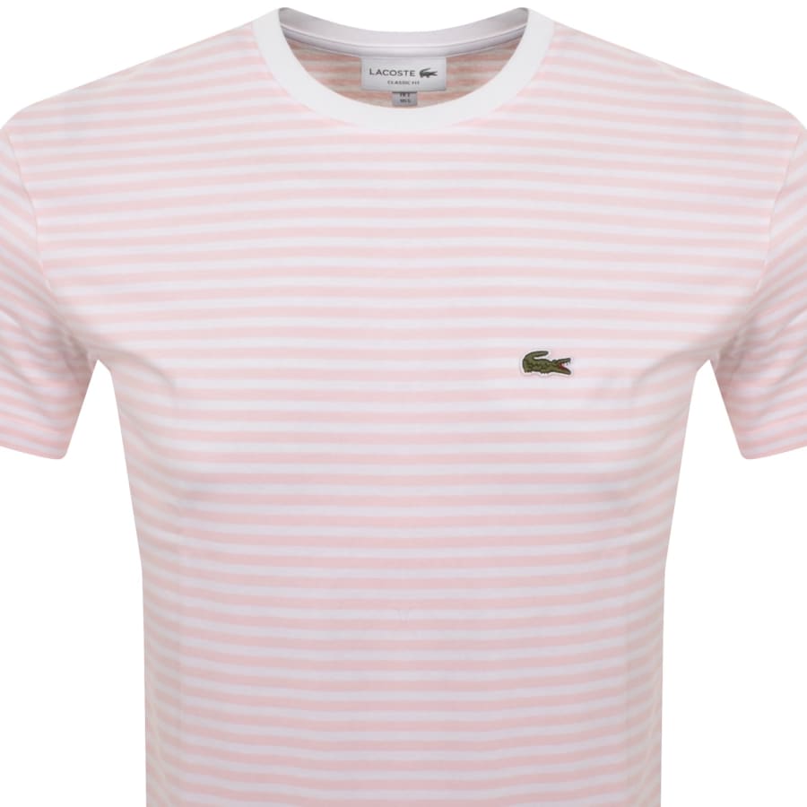 Image number 2 for Lacoste Stripe T Shirt Pink