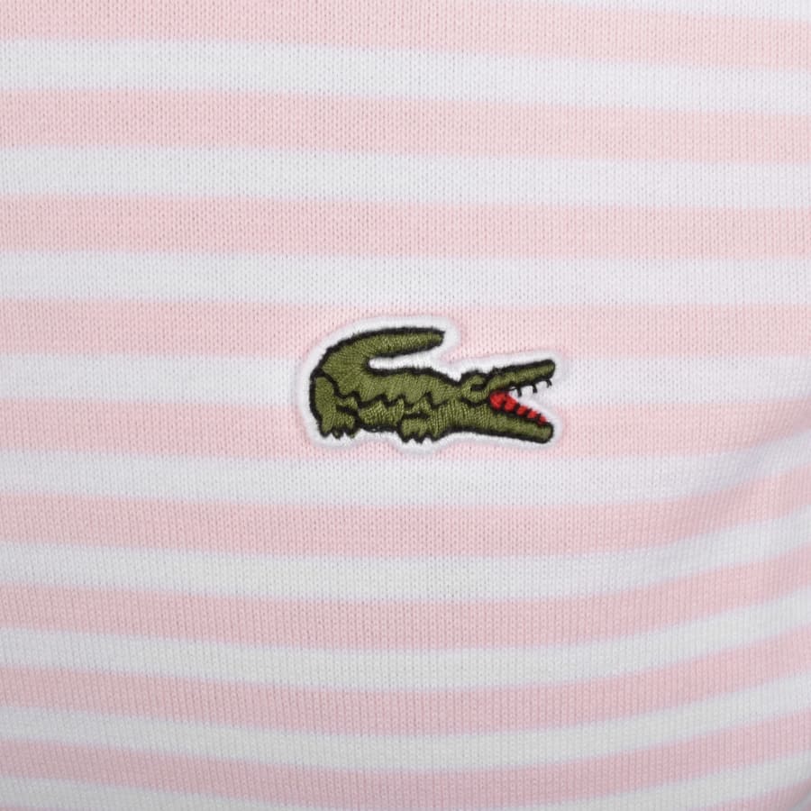 Image number 3 for Lacoste Stripe T Shirt Pink