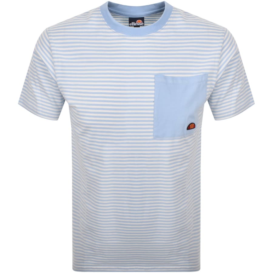 Image number 1 for Ellesse Hirst Stripe T Shirt Light Blue