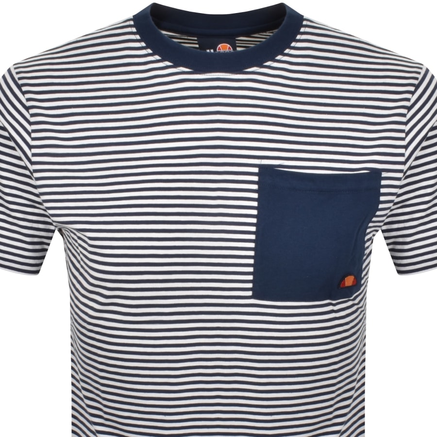 Image number 2 for Ellesse Hirst Stripe T Shirt Navy