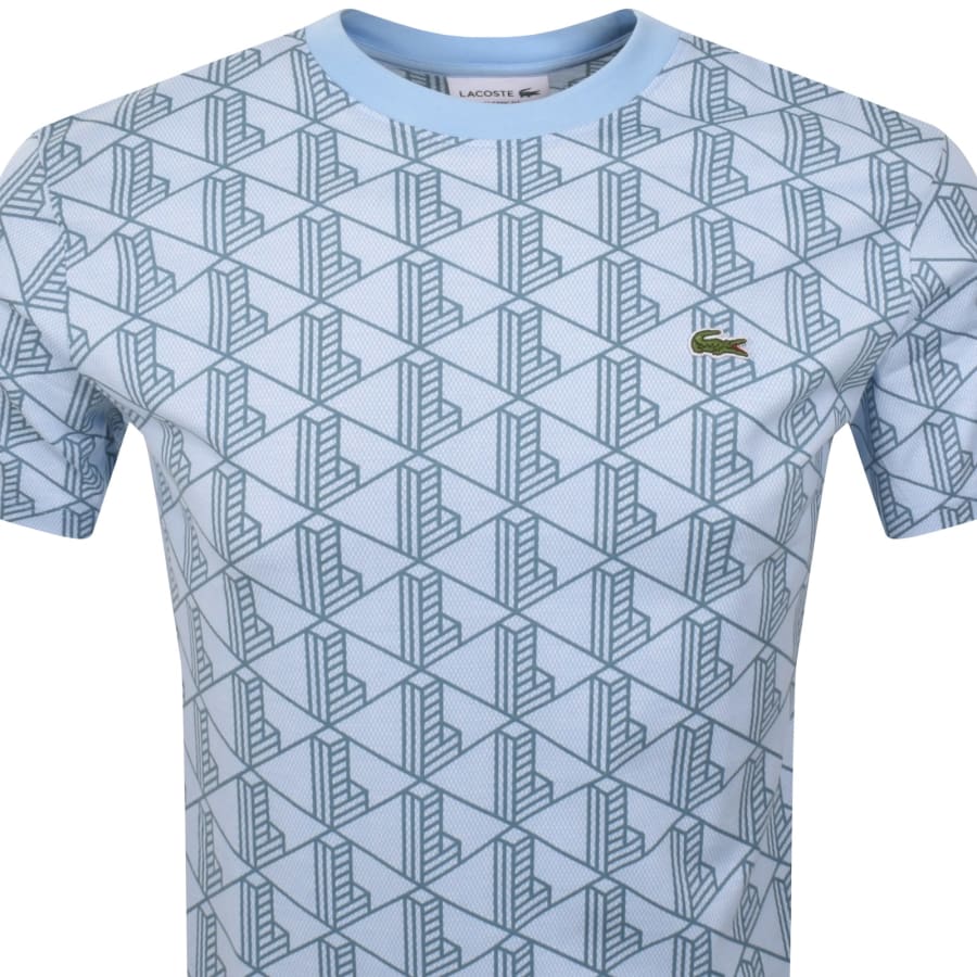 Image number 2 for Lacoste Geometric Logo T Shirt Blue