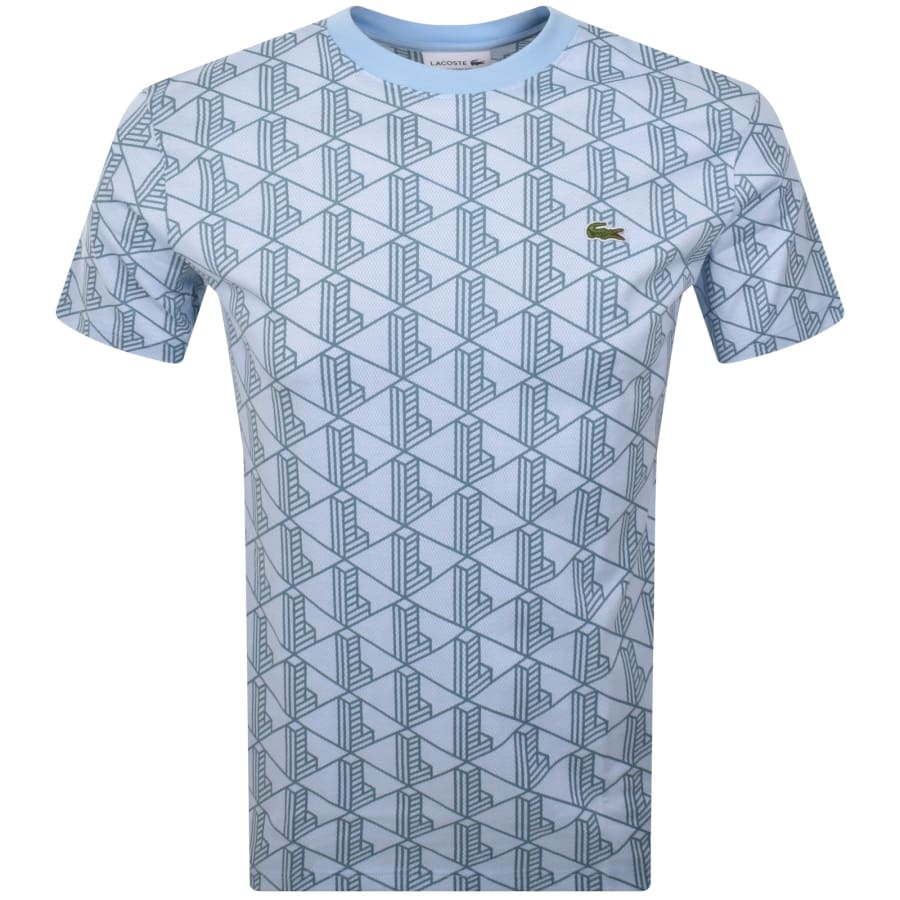 Image number 1 for Lacoste Geometric Logo T Shirt Blue