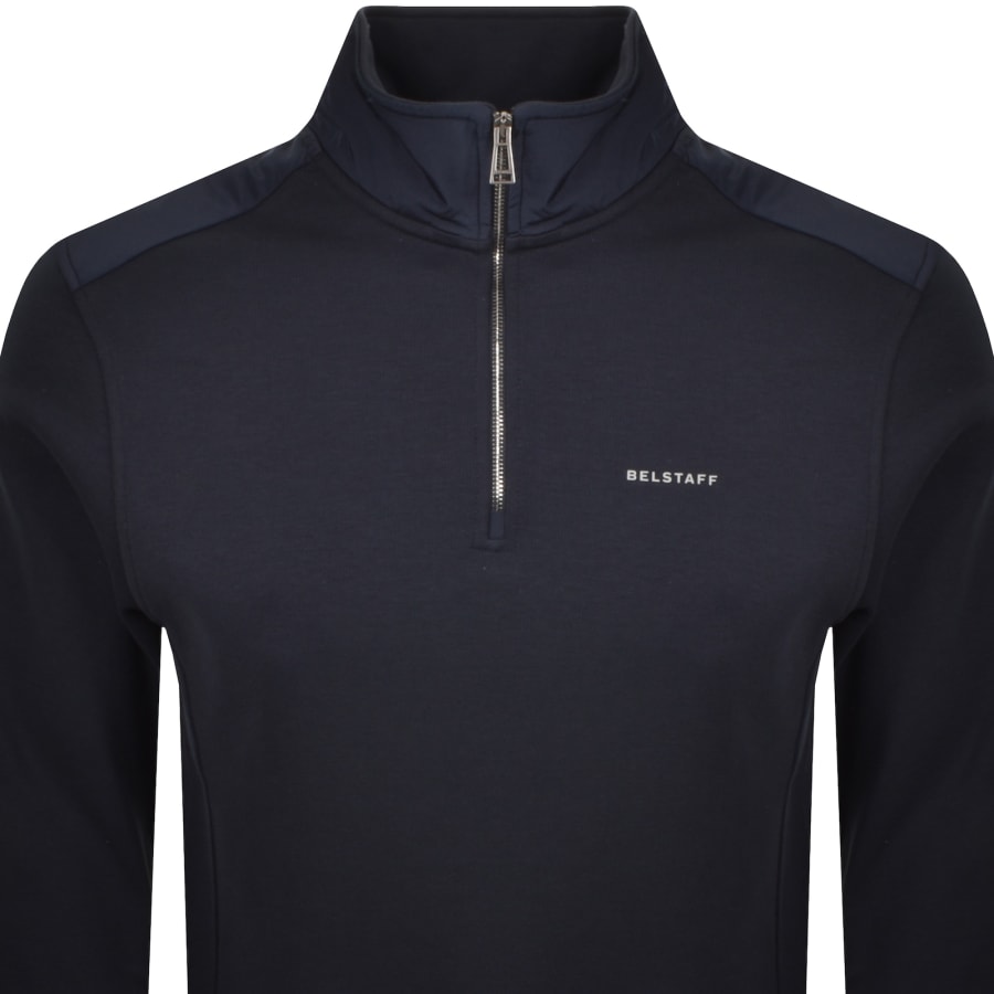 Image number 2 for Belstaff Alloy Quarter Zip Sweatshirt Navy