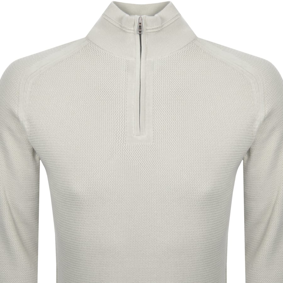 Image number 3 for Belstaff Guide Quarter Zip Jumper Stone Beige