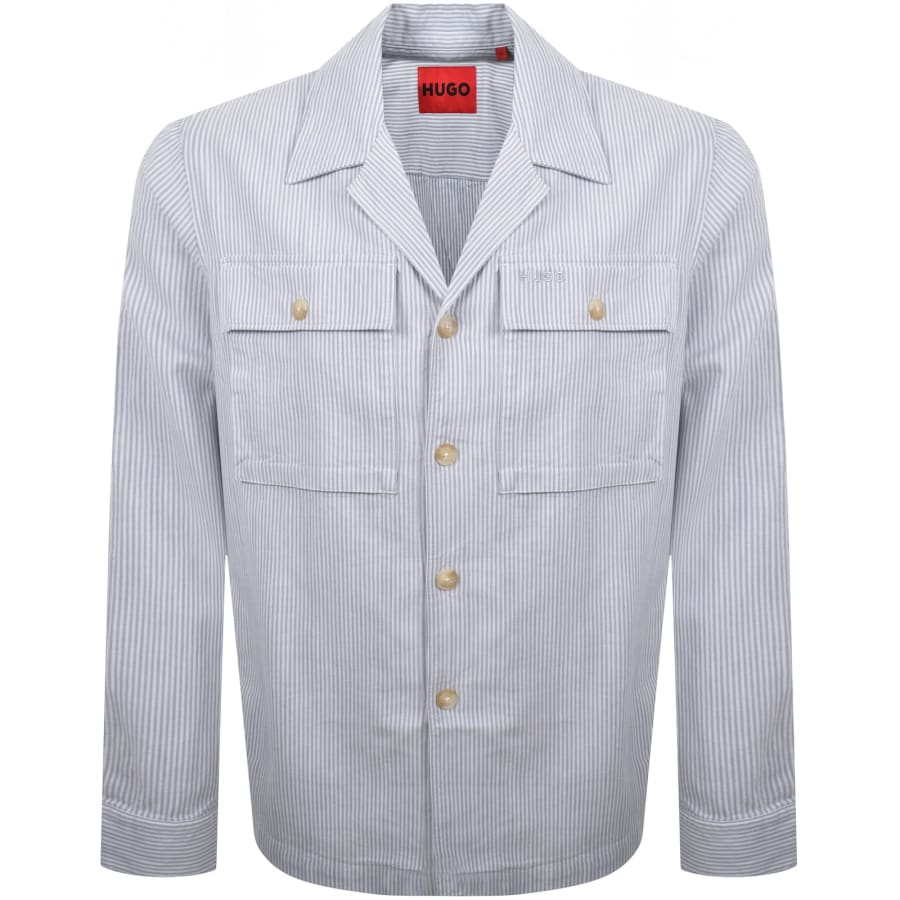 Image number 1 for HUGO Egalo Overshirt Jacket Blue